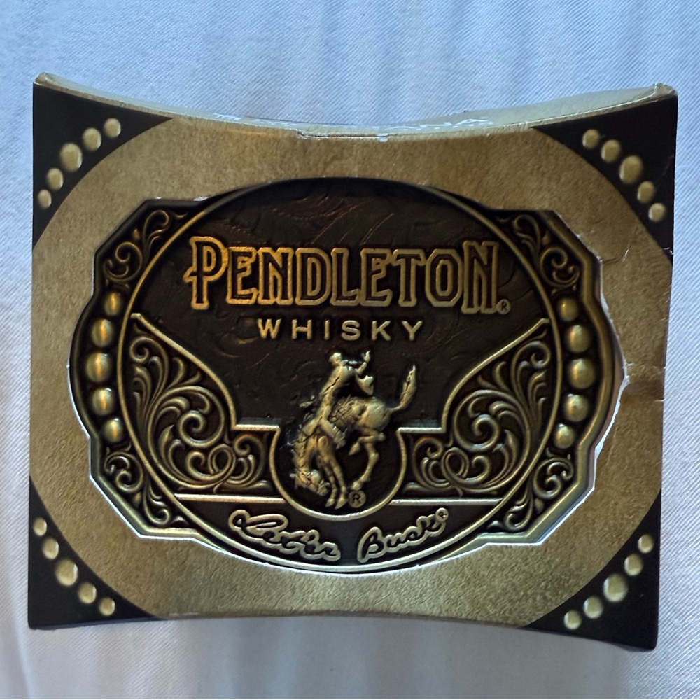 Pendleton Whisky 2024 “Let’ter Buck” Limited Edition Gold and Black‎ Belt Buckle